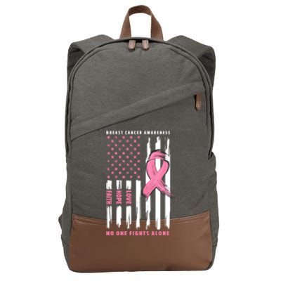 Cool American Flag Breast Cancer Awareness Cotton Canvas Backpack