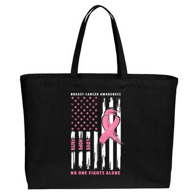 Cool American Flag Breast Cancer Awareness Cotton Canvas Jumbo Tote