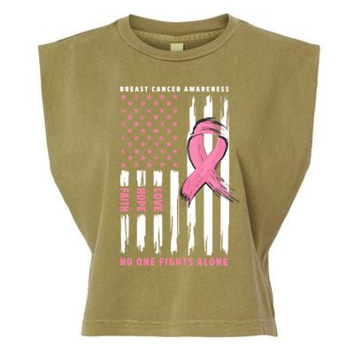 Cool American Flag Breast Cancer Awareness Garment-Dyed Women's Muscle Tee