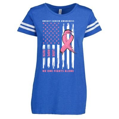 Cool American Flag Breast Cancer Awareness Enza Ladies Jersey Football T-Shirt