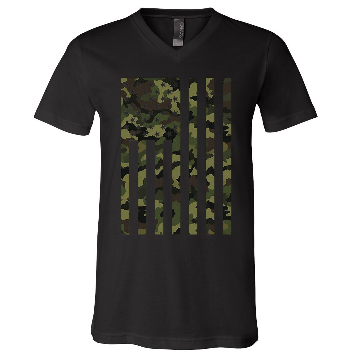 Camo American Flag Usa Camouflage Women V-Neck T-Shirt