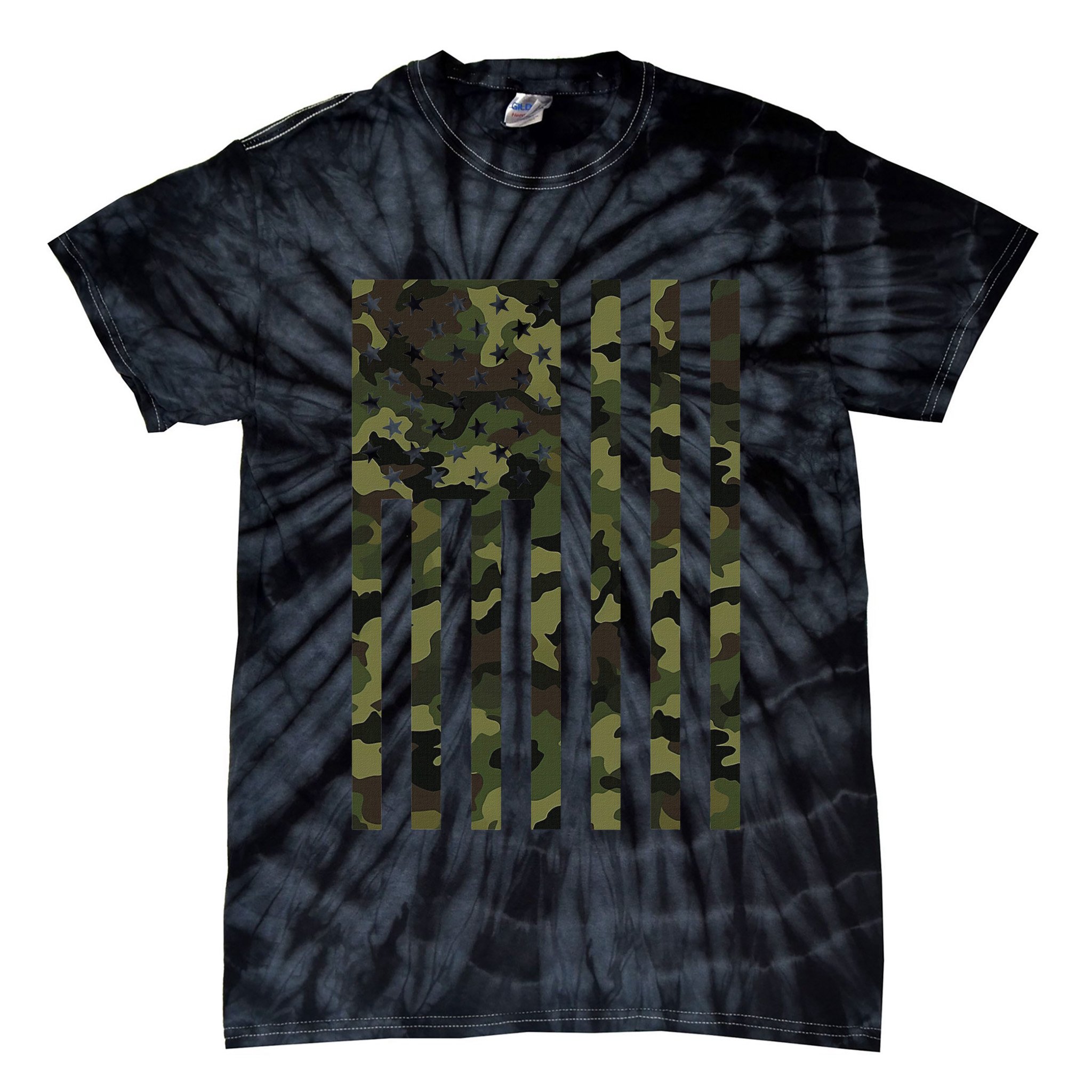 Camo American Flag Usa Camouflage Women Tie-Dye T-Shirt