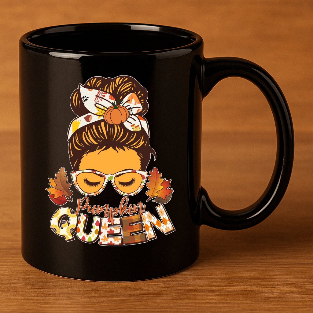 Cute Autumn Fall Pumpkin Queen 11oz C Handle Ceramic Mug