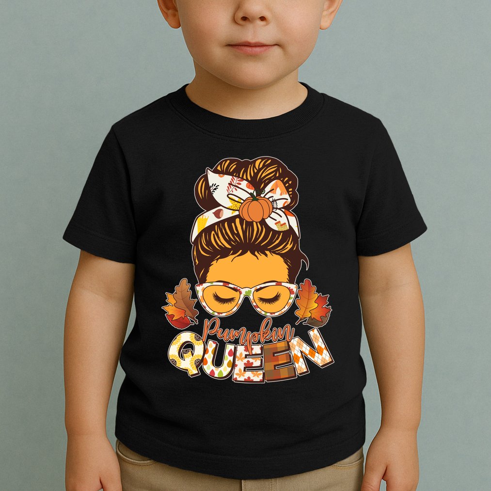 Cute Autumn Fall Pumpkin Queen Toddler T-Shirt