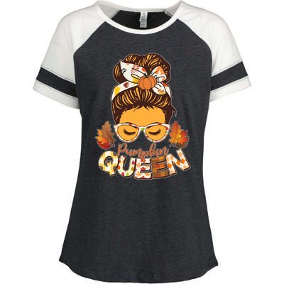 Cute Autumn Fall Pumpkin Queen Enza Ladies Jersey Colorblock Tee