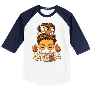 Cute Autumn Fall Pumpkin Queen Baseball Sleeve Shirt