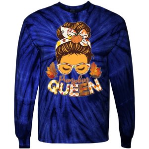 Cute Autumn Fall Pumpkin Queen Tie-Dye Long Sleeve Shirt