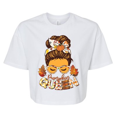 Cute Autumn Fall Pumpkin Queen Bella+Canvas Jersey Crop Tee