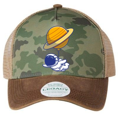 Cute Astronaut Floating On With Saturn Balloon Legacy Tie Dye Trucker Hat