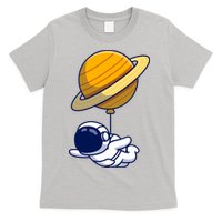 Cute Astronaut Floating On With Saturn Balloon T-Shirt