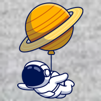 Cute Astronaut Floating On With Saturn Balloon T-Shirt