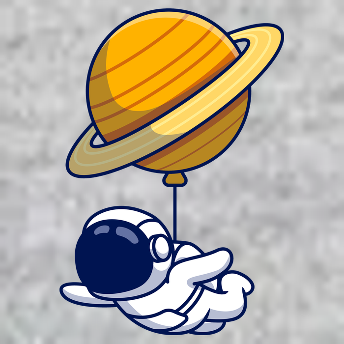Cute Astronaut Floating On With Saturn Balloon T-Shirt