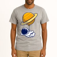 Cute Astronaut Floating On With Saturn Balloon Tall T-Shirt