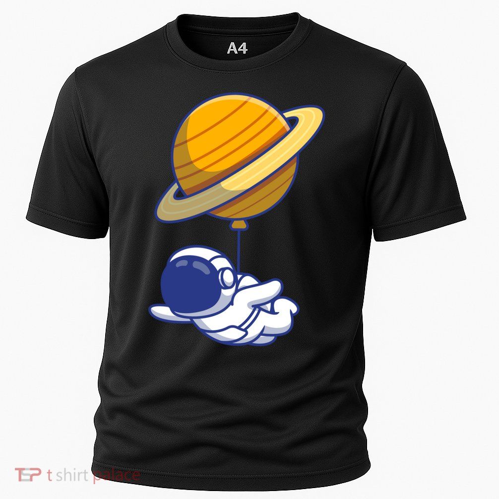 Cute Astronaut Floating On With Saturn Balloon Performance Shirt