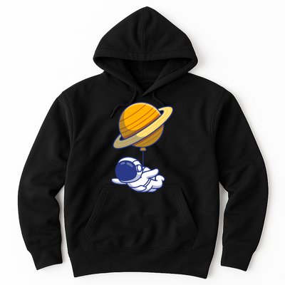 Cute Astronaut Floating On With Saturn Balloon Hoodie