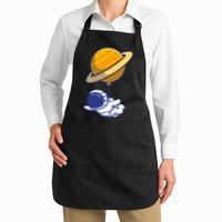 Cute Astronaut Floating On With Saturn Balloon Apron