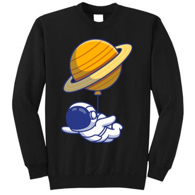 Cute Astronaut Floating On With Saturn Balloon Sweatshirt