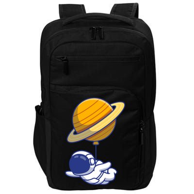 Cute Astronaut Floating On With Saturn Balloon Impact Tech Backpack