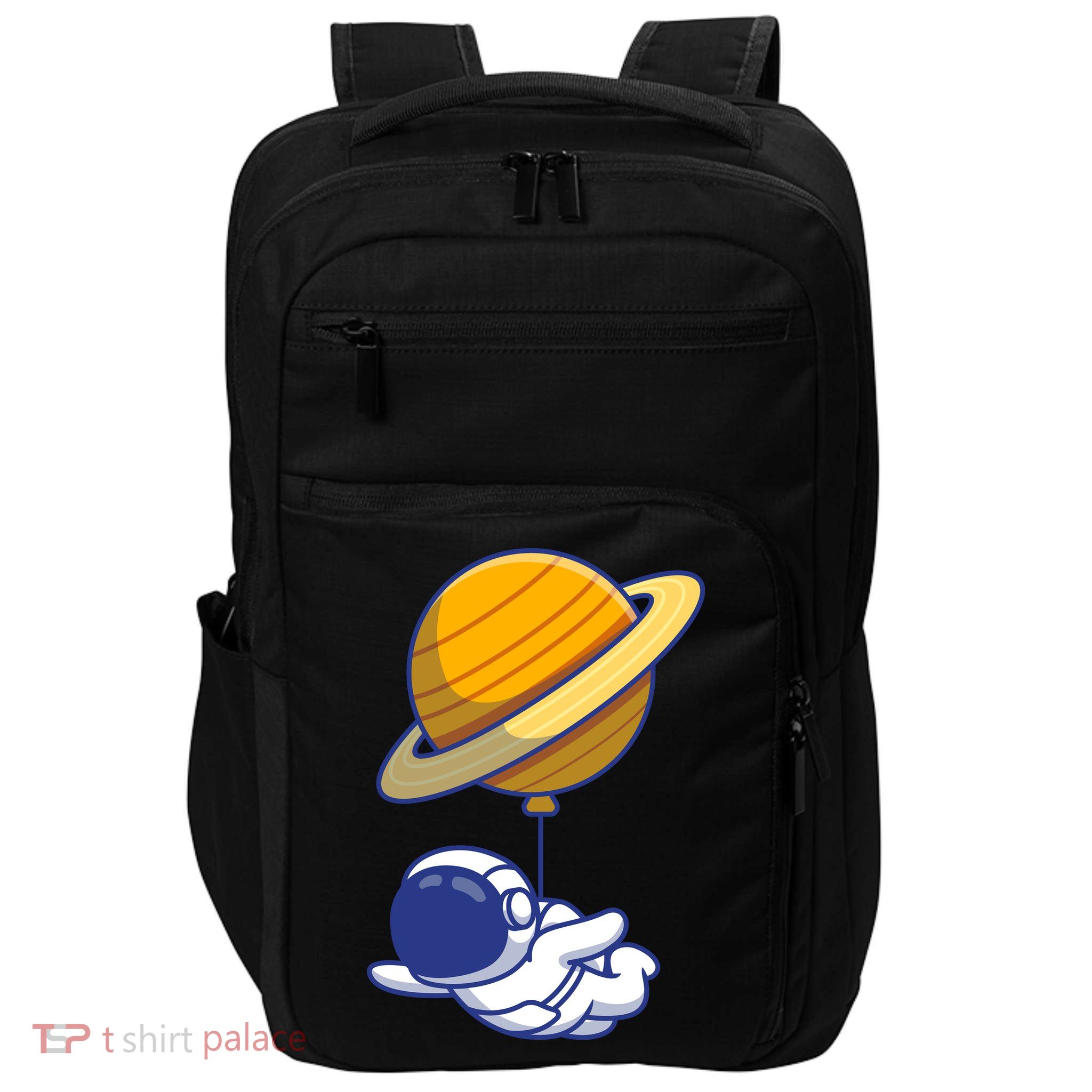 Cute Astronaut Floating On With Saturn Balloon Impact Tech Backpack