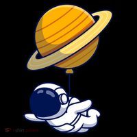 Cute Astronaut Floating On With Saturn Balloon Mug