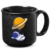 Cute Astronaut Floating On With Saturn Balloon 15oz Campfire Ceramic Mug