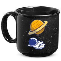 Cute Astronaut Floating On With Saturn Balloon 15oz Campfire Ceramic Mug
