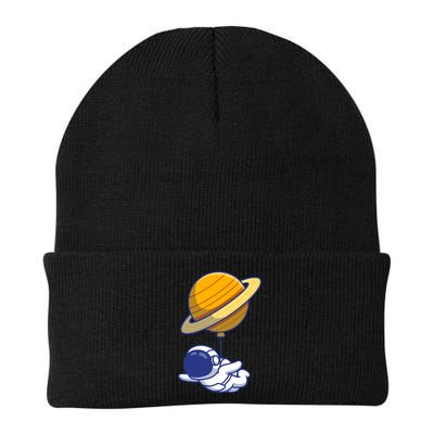 Cute Astronaut Floating On With Saturn Balloon Beanie