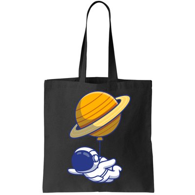 Cute Astronaut Floating On With Saturn Balloon Bag