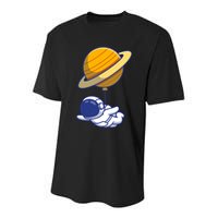 Cute Astronaut Floating On With Saturn Balloon Youth Performance Sprint T-Shirt