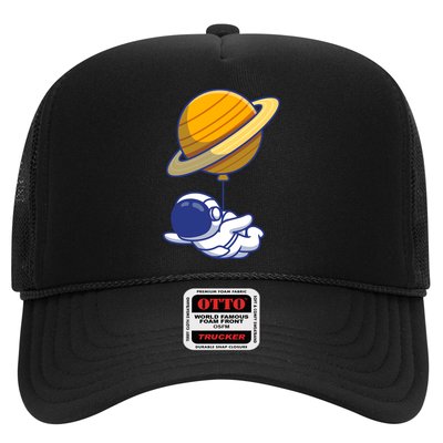 Cute Astronaut Floating On With Saturn Balloon Trucker Hat