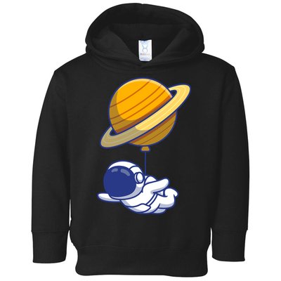 Cute Astronaut Floating On With Saturn Balloon Toddler Hoodie