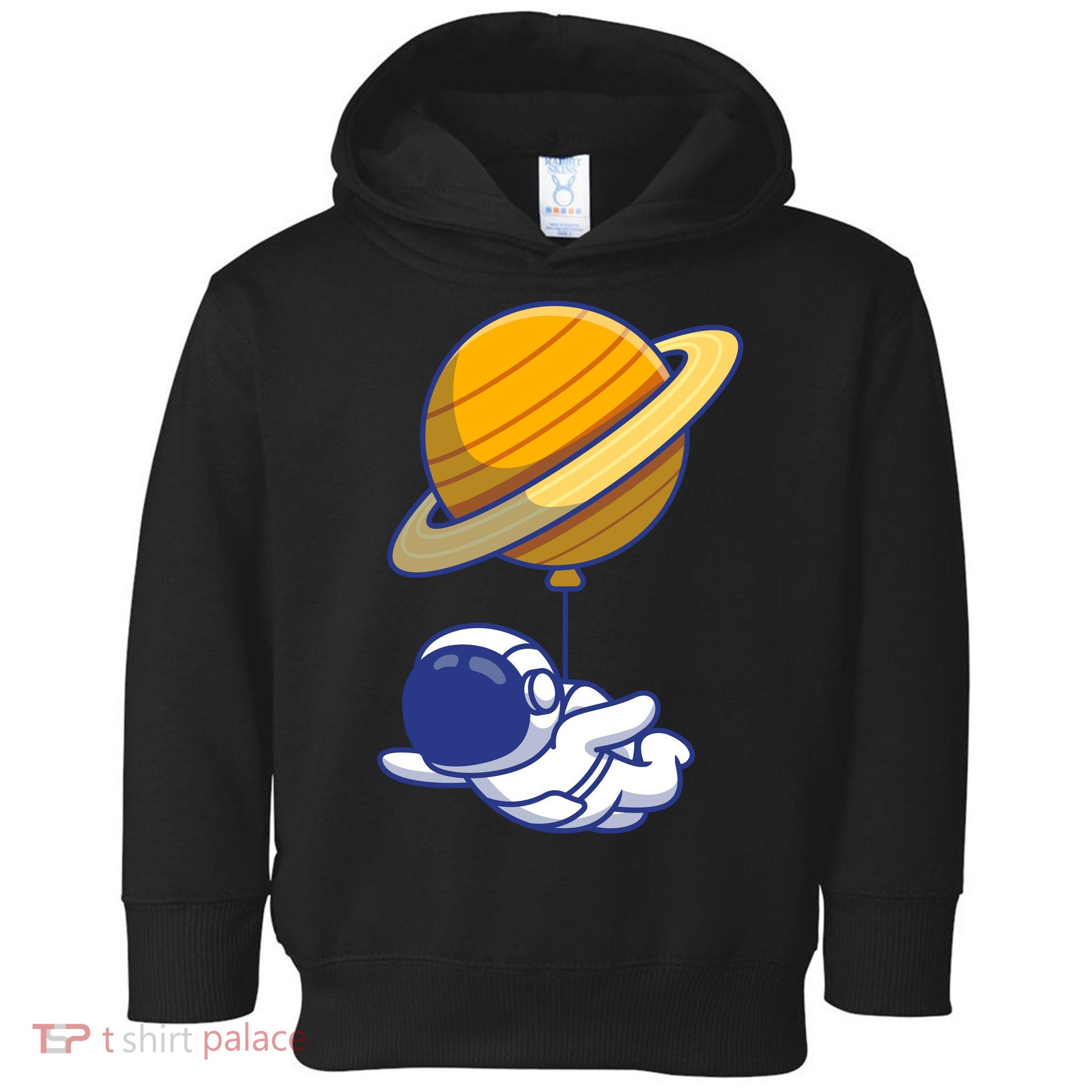 Cute Astronaut Floating On With Saturn Balloon Toddler Hoodie