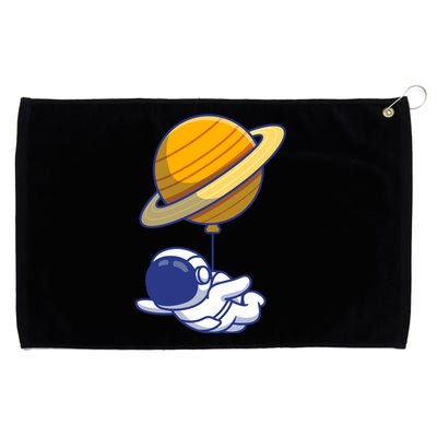 Cute Astronaut Floating On With Saturn Balloon Grommeted Golf Towel