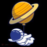 Cute Astronaut Floating On With Saturn Balloon Cropped Pullover Crew