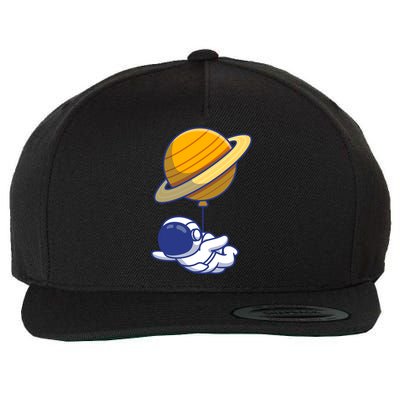 Cute Astronaut Floating On With Saturn Balloon Wool Snapback Cap
