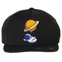 Cute Astronaut Floating On With Saturn Balloon Wool Snapback Cap