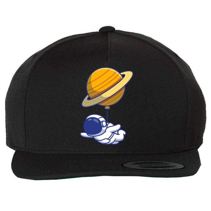 Cute Astronaut Floating On With Saturn Balloon Wool Snapback Cap