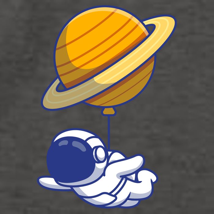 Cute Astronaut Floating On With Saturn Balloon Vector Backpack