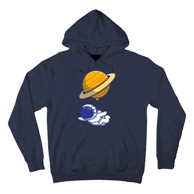 Cute Astronaut Floating On With Saturn Balloon Hoodie