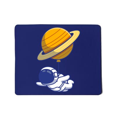 Cute Astronaut Floating On With Saturn Balloon Mousepad