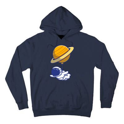 Cute Astronaut Floating On With Saturn Balloon Tall Hoodie