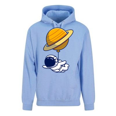 Cute Astronaut Floating On With Saturn Balloon Unisex Surf Hoodie