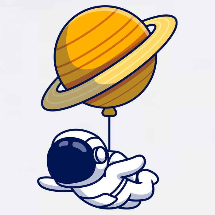 Cute Astronaut Floating On With Saturn Balloon Garment-Dyed Sweatshirt
