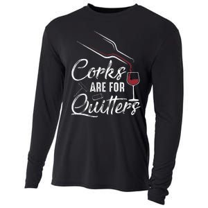 Corks Are For Quitters Funny Wine Drinking Team Festival Cooling Performance Long Sleeve Crew