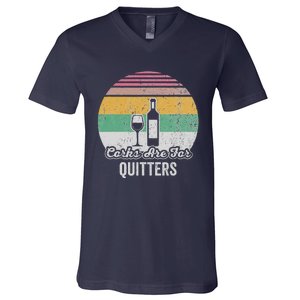 Corks Are For Quitters Retro Wine Lover V-Neck T-Shirt