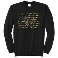 Camo American Flag Usa Camouflage Flag Outdoor Antlers Deer Sweatshirt