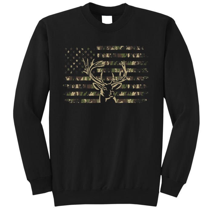 Camo American Flag Usa Camouflage Flag Outdoor Antlers Deer Tall Sweatshirt