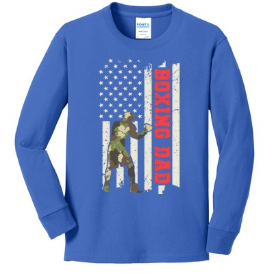 Camouflage America Flag Boxing Dad Martial Arts Boxing Dad Great Gift Kids Long Sleeve Shirt