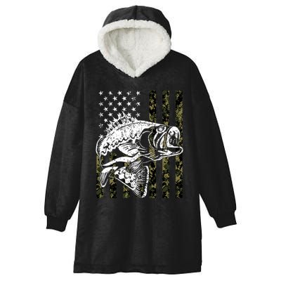 Camouflage American Flag Fisherman Hooded Wearable Blanket