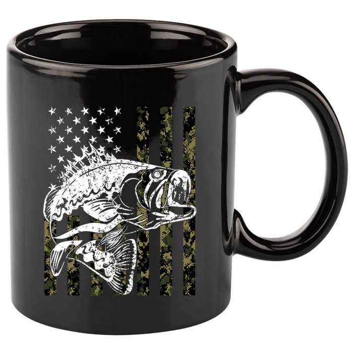 Camouflage American Flag Fisherman 11oz C Handle Ceramic Mug